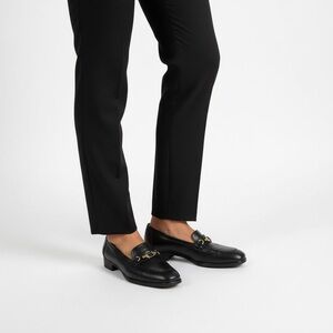 ROBERTO CAPUCCI Black Leather Loafers Gold Horsebit Detail Women's 8.5